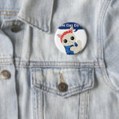 Badge Rond 5 Cm Chat féministe (En situation)