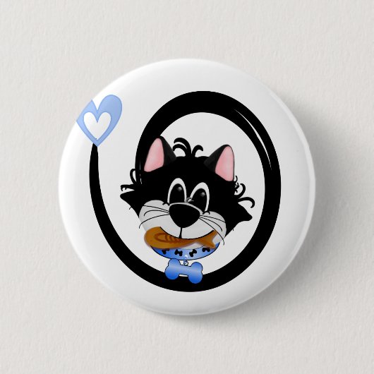 Badge Rond 5 Cm Chat frais de bleu (Devant)