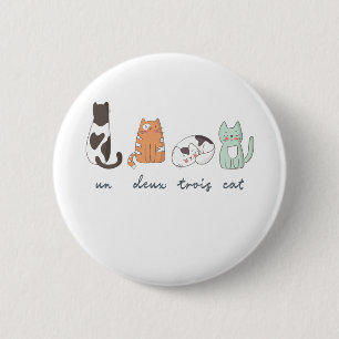 Badge Rond 5 Cm Chat français mignon drôle