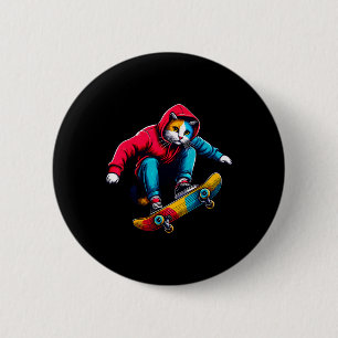 Badge Rond 5 Cm Chat funky cool Illustration pour amateur de chat 