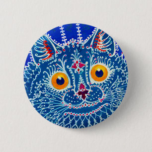 Badge Rond 5 Cm Chat gothique bleu