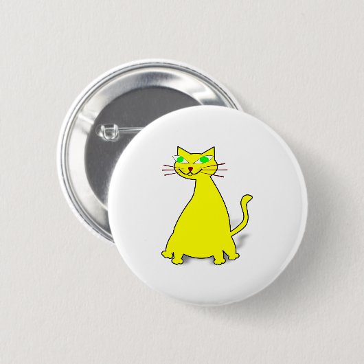 Badge Rond 5 Cm Chat gras jaune (Devant & derrière)
