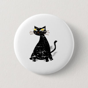 Badge Rond 5 Cm Chat gras noir désossé