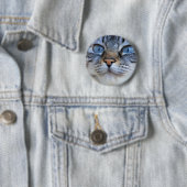 Badge Rond 5 Cm Chat gris (En situation)