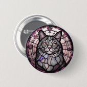 Badge Rond 5 Cm Chat gris  (Devant & derrière)