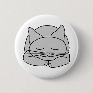 Badge Rond 5 Cm Chat gris dormant