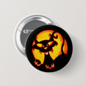 Badge Rond 5 Cm chat halloween (Devant & derrière)