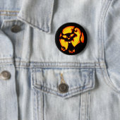 Badge Rond 5 Cm chat halloween (En situation)