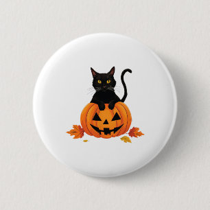 Badge Rond 5 Cm Chat Halloween Citrouille Pour Femmes Hommes Enfan