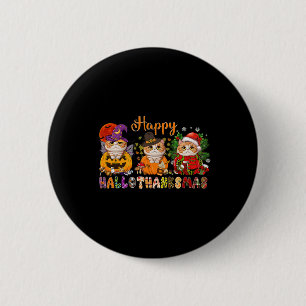 Badge Rond 5 Cm Chat Halloween Noël Joyeux Hallothanksmans Merci