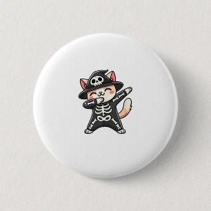 Badge Rond 5 Cm Chat Halloween Squelette mignonne Chat Enfants