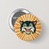 Badge Rond 5 Cm Chat Halloween Vintage (Devant & derrière)