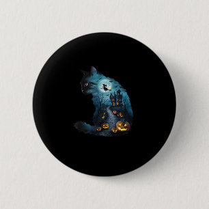 Badge Rond 5 Cm Chat Haunted Horreur Maison Halloween Hommes Femme