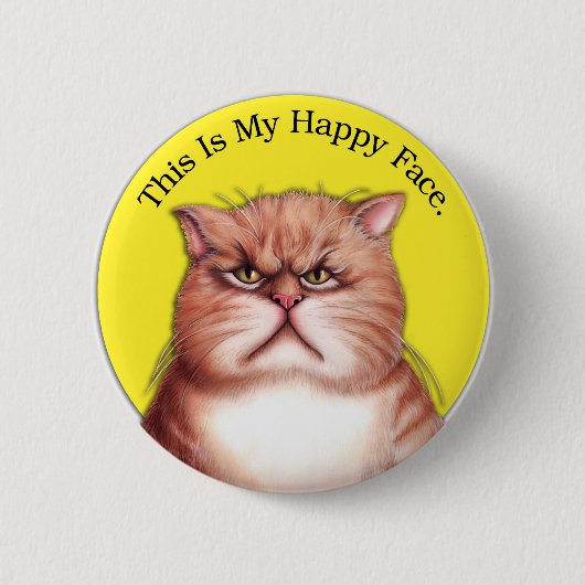 Badge Rond 5 Cm Chat heureux de visage (Devant)