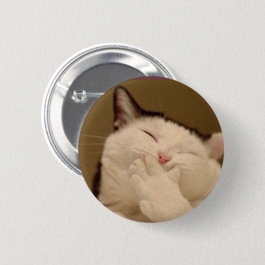 Badge Rond 5 Cm Chat idiot Buton (Devant & derrière)