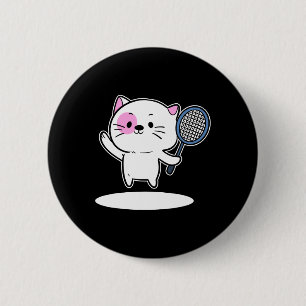 Badge Rond 5 Cm Chat Jouer Badminton Badminton Joueur Pour Hommes 