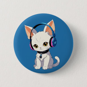 Badge Rond 5 Cm Chat Kawaii Parfait