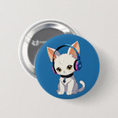 Badge Rond 5 Cm Chat Kawaii Parfait (Devant & derrière)