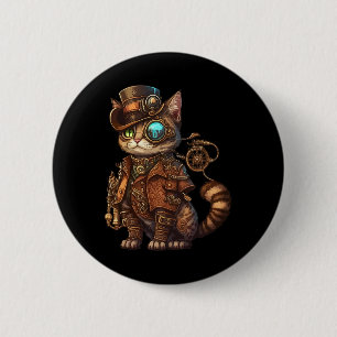 Badge Rond 5 Cm Chat Kitty Kitty Steampunk