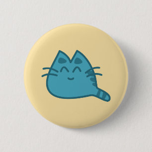 Badge Rond 5 Cm Chat Kitty souriant bleu