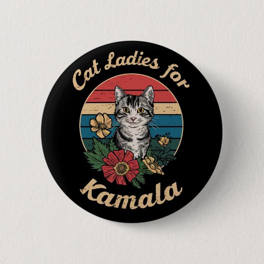 Badge Rond 5 Cm Chat Ladies For Kamala (4) (Devant)