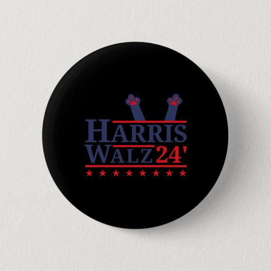 Badge Rond 5 Cm Chat Lady For Kamala Harris Tim Walz Élection 2024 (Devant)