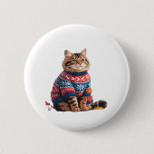 Badge Rond 5 Cm Chat Leaf Automne Bonjour Automne Funny Chat Kitte (Devant)