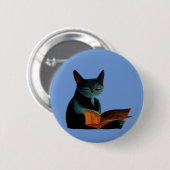 Badge Rond 5 Cm Chat lecture d'un livre (Devant & derrière)