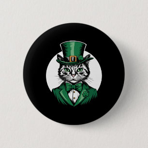 Badge Rond 5 Cm Chat Lutin Chat Amoureux Trèfle Fête de la Saint-P