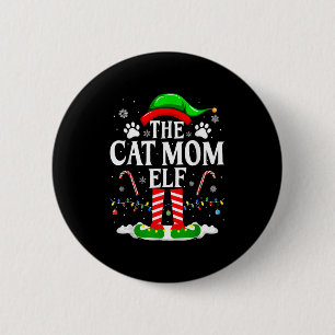 Badge Rond 5 Cm Chat Maman Elf Xmas Drôle Chats Amoureux Noël Ca