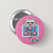 Badge Rond 5 Cm Chat Maman mignonne bouton Amoureux des chats rose (Devant & derrière)