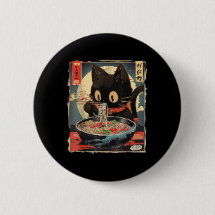 Badge Rond 5 Cm Chat Manger Ramen Noodle drôle Japonais Kawaii Ani