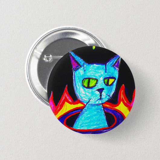 Badge Rond 5 Cm Chat mécontent (Devant & derrière)