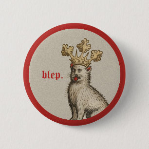 Badge Rond 5 Cm Chat médiéval "Blep"