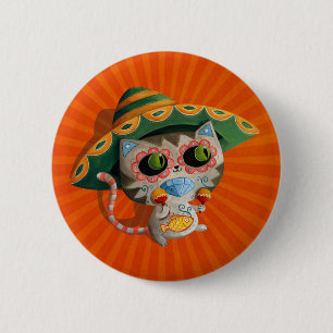 Badge Rond 5 Cm Chat mexicain avec le sombrero