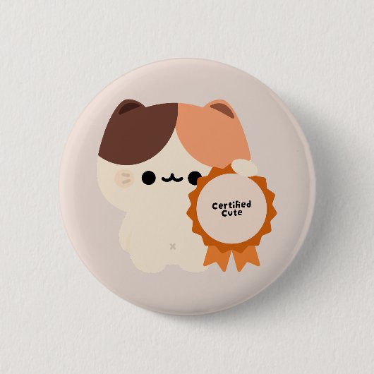 Badge Rond 5 Cm Chat mignon certifié (Devant)