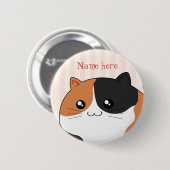 Badge Rond 5 Cm Chat mignon de minou de calicot de Kawaii (Devant & derrière)