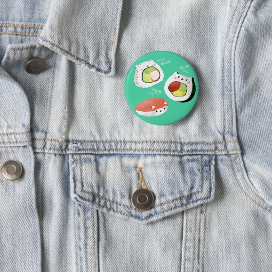 Badge Rond 5 Cm Chat mignon de sushi (En situation)