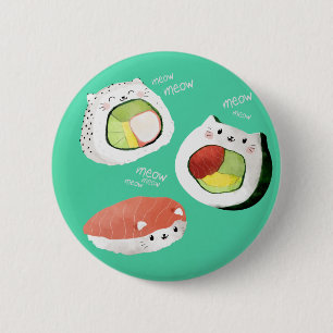 Badge Rond 5 Cm Chat mignon de sushi