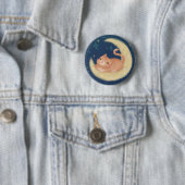 Badge Rond 5 Cm Chat mignon sur la Lune (En situation)