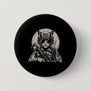 Badge Rond 5 Cm Chat militaire Engin tactique Soldat vétéran Solda