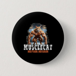 Badge Rond 5 Cm Chat musculaire - Puissance de la musculation - Pa