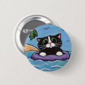 Badge Rond 5 Cm Chat naufragé - bouton d'art de chat (Devant & derrière)
