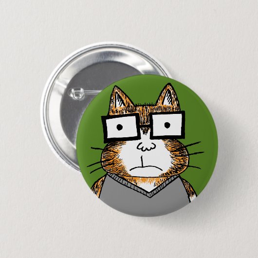 Badge Rond 5 Cm Chat Nerd (Devant & derrière)