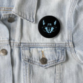 Badge Rond 5 Cm Chat Nerd bleu (En situation)