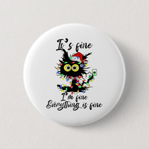 Badge Rond 5 Cm Chat Noël C'est Bien Je Suis Bien Tout Va Bien