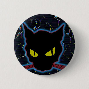 Badge Rond 5 Cm chat noir