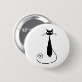 Badge Rond 5 Cm Chat noir (Devant & derrière)