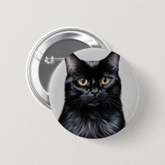 Badge Rond 5 Cm Chat noir (Devant & derrière)
