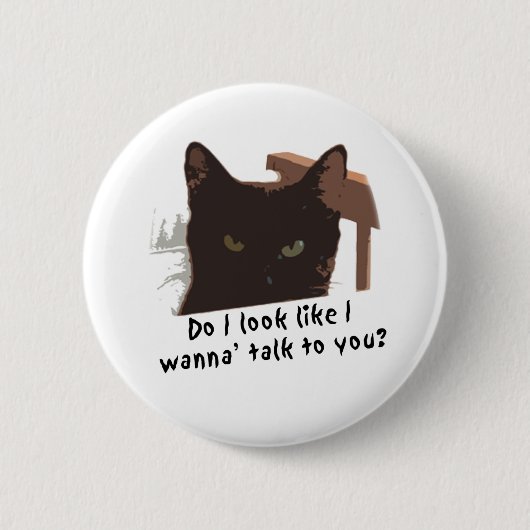 Badge Rond 5 Cm chat noir (Devant)